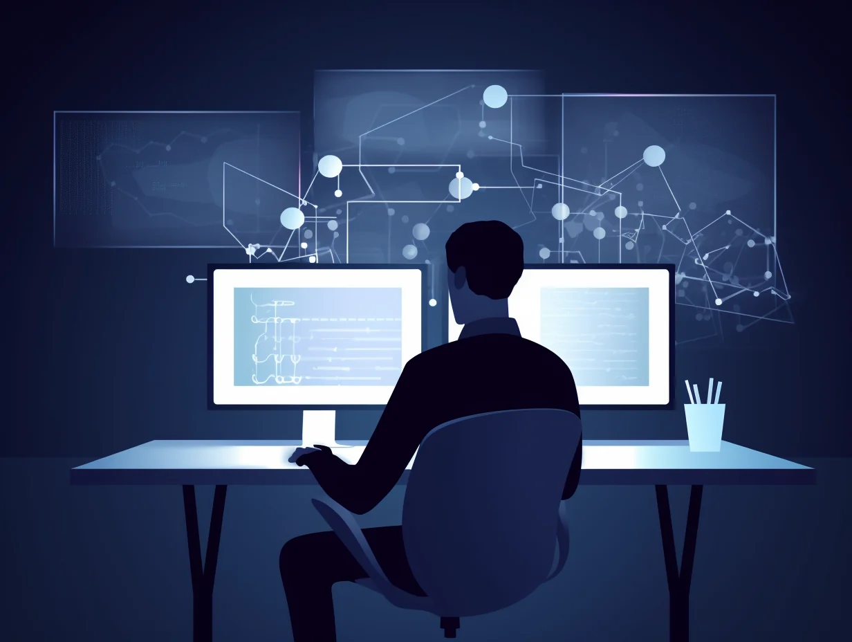 Security analyst working with digital planning screens